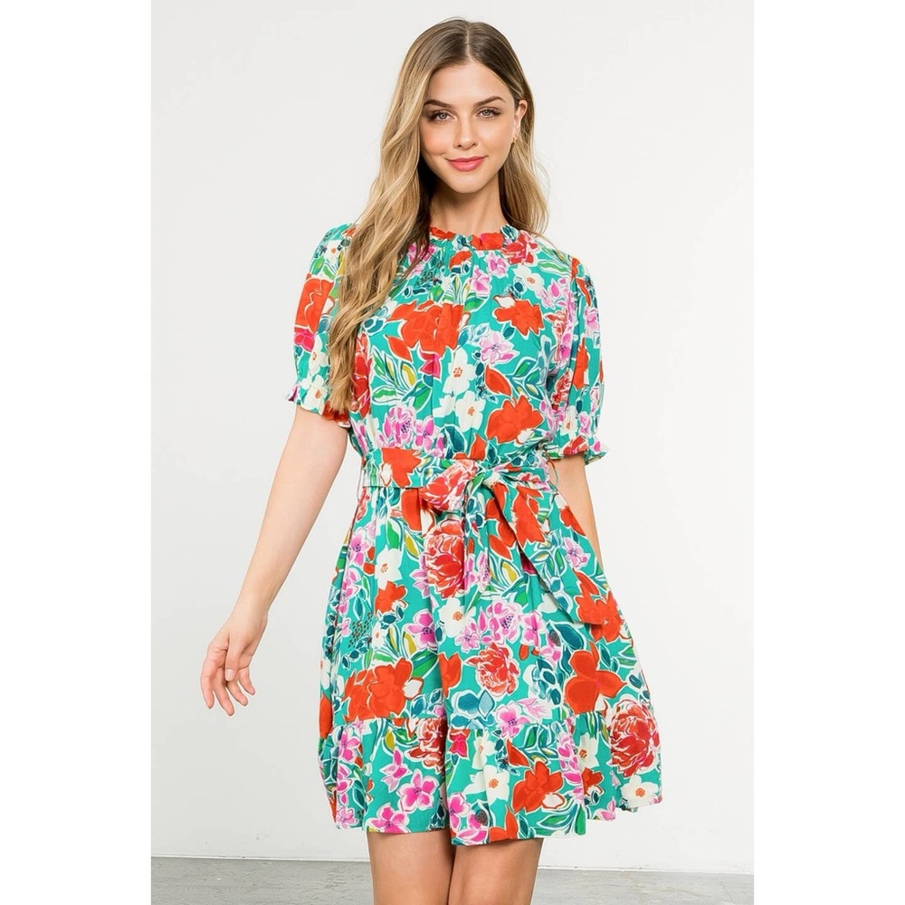 THML Vibrant Floral Mini Dress